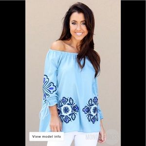 NWT {MondayDress} Blue Top